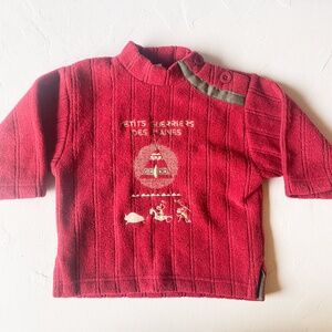 Alphabet brand "Petits Guerriers Des Plaines" Red Pullover 6 months